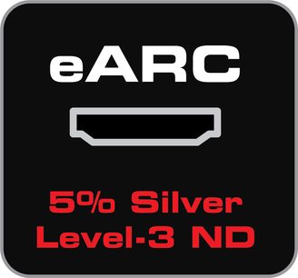 HDMI kabel Audioquest Carbon 48Gbps 1,5 m, stříbrný HDMI konektor, logo eARC a nápis „5% Silver Level-3 ND“ na černém pozadí