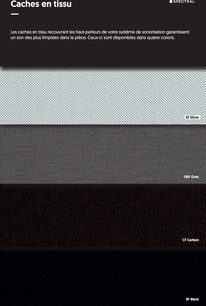 Audio-/videomøbel Spectral Scala SC1650 i fire stofoverflader: Silver, GRF Grey, CF Carbon og BF Black