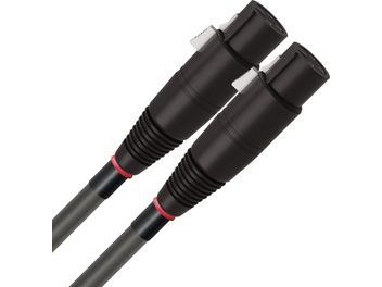 Analogový audio kabel XLR Equinox 10 XLR 1m, černé válcové konektory, stříbrné kovové koncovky, červené a černé kroužky