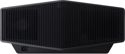 Sony BRAVIA Projector 7 — VPL-XW5100ES, sort plastkabinet, front med lodrette lameller og indbygget tænd/sluk-knap nederst til venstre, set forfra