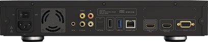 Multimediální přehrávač Zidoo Z2600 černý, zadní pohled, audio/video konektory, síť, napájení a USB porty