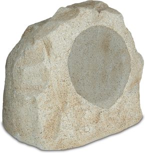 Klipsch PRO-650T-RK udendørshøjttaler i sandstone-finish i form af en beige sten med frontgitter