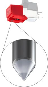 Čtecí diamant Audio Technica ATN91R pro gramofon, červená přenoska se zvětšeným kónickým hrotem