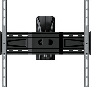 Soporte de pared para TV Meliconi GS DR400 Plus New negro, vista frontal, 2 brazos horizontales, soporte central vertical con pantalla de TV