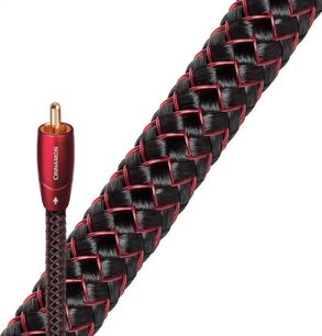 5 meter Audioquest Cinnamon digital coaxial kabel, rød og sort flettet kappe, guldbelagt stik i den ene ende