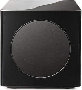 MartinLogan Abyss 10 subwoofer sort lakeret front med cirkulært gitter og blank sort finish
