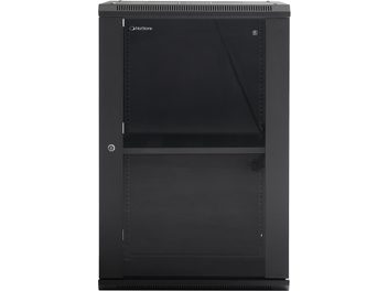 Audiovisuelles Rack Norstone Pro Wall Rack 18U schwarz mit Glastür, rechteckigem Rahmen, oberem Lüftungsgitter