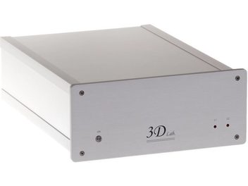 Vaaleanharmaa suorakaiteen muotoinen metallinen kotelo, etupuolella "3D Lab" -logo, kaksi nuppia ja kaksi liitäntää oikealla sivulla