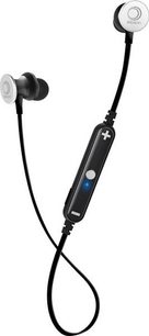 Sluchátka Elipson IN-EAR N°1 černá s drátovou ovládací jednotkou a silikonovými náušníky na bílém pozadí