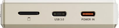 Аудіофільський плеєр FiiO M33 R2R титановий, великий план порту USB 3.0, входу Power In та слота microSD