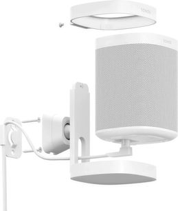 Beyaz Sonos Duvar Montajı hoparlör desteği, beyaz plastik bileşenlerin ve metal ızgaranın patlatılmış görünümü
