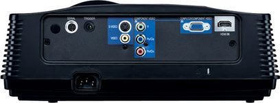 Mitsubishi HC3900 videoprojektor, set forfra, sort, audio/video-stik på bagsiden, kontrolknapper på toppen