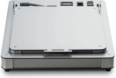 Уред за изправяне на винил Pro-Ject Flatten it, сребрист, правоъгълен метален корпус, изглед отгоре, дисплей и бутони