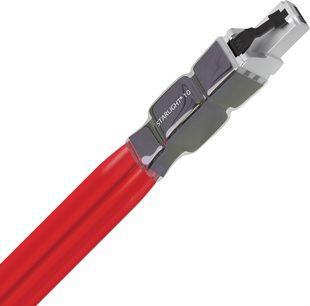Cavo di rete Ethernet RJ45 Wireworld Starlight 10 Ethernet 2m, guaina rossa doppia, connettore metallico argentato con iscrizione visibile