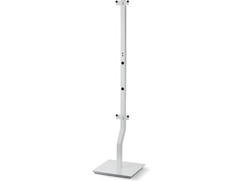 Focal Stand On Wall 300 luidsprekervoetstuk wit, vooraanzicht, verticale buisvormige metalen constructie met rechthoekige basis