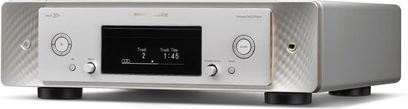 Marantz SACD 30n sølvgyllen CD-spiller, frontvisning, digitalt display, kontrollknapper og -hjul, svart finish