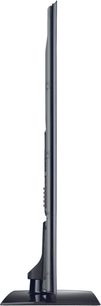 LG 42LW4500 fladskærms-TV set fra siden, flad skærm, sort ramme og fod, rektangulær base, blank finish