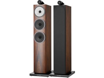 Coppia di diffusori da pavimento Bowers & Wilkins 703 S3 moka, uno con altoparlanti visibili, uno con griglia nera