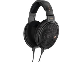 Sennheiser HD 660S2 fekete fejhallgató, bal oldali oldalnézet, nagy, kerek, fekete szövet borítású fülhallgatók, puha fejpárna