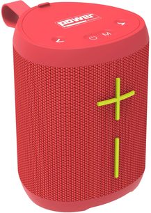 Bluetooth-højttaler Yourban Getone 20 rød, set fra vinkel, cylindrisk form, mesh-stof, kontrolknapper på toppen