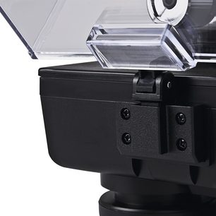 Plastový kryt pro gramofon Reloop RP1000/2000/4000 v černé barvě, detailní pohled na vnitřní stranu s panty a západkou