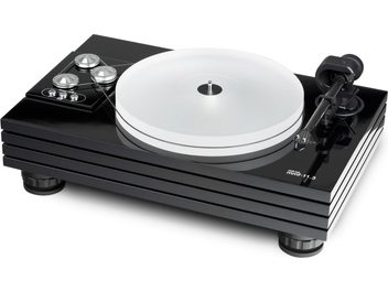 Tocadiscos de vinilo hi-fi Music Hall MMF 11.3SE negro, chasis de madera lacada, plato acrílico, brazo recto de metal