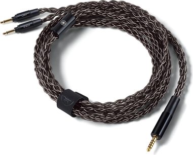 Pleciony czarny kabel do słuchawek hi-fi Yamaha HBC-SC020, pozłacane złącza audio z oznaczeniami left i right