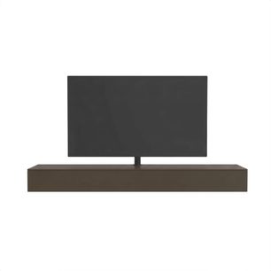 Mobile audio-video Spectral Core 20 marrone scuro, basso e rettangolare, con televisore su supporto centrale, vista frontale