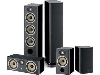 Komplet črnih lakiranih zvočnikov Focal Aria Evo X N°2, 5 zvočnikov različnih velikosti