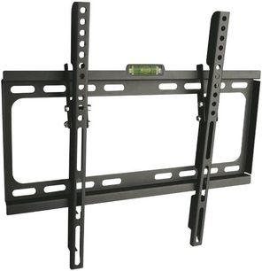 Sinox SOB1400 siyah TV duvar askısı, ön görünüm, metal dikdörtgen yapı ile sabitleme delikleri ve yuvaları
