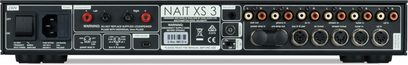Naim Audio NAIT XS 3 hi-fi stereo amplifier, rear view, audio connections and power supply, close-up view