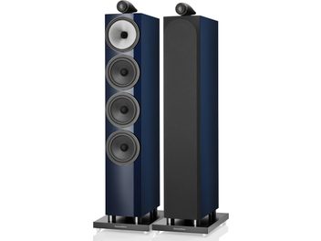Două boxe de podea Bowers & Wilkins 702 S3 Signature în culoarea albastru noapte metalizat, 4 difuzoare, bază pătrată din metal