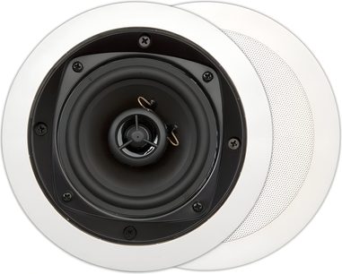 Вградим таванен говорител ArtSound MDC620, бял кръгъл корпус с черен високоговорител и подвижна метална решетка