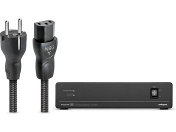 AudioQuest PowerQuest 303 Netzstrom-Conditioner schwarz mit geflochtenem Netzkabel und europäischem Stecker दुई