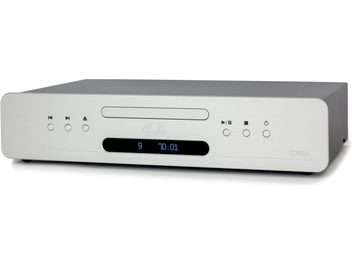 Atoll Electronique CD100 Evolution High-Fidelity CD Player Silver, Front View, Silver Front Panel, Blue Digital Display, Round Buttons