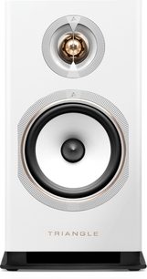 Diffusore da scaffale Triangle Solstice 3 bianco, vista frontale, cabinet bianco con tweeter e grande altoparlante a contrasto
