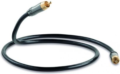 Sort QED Performance Subwoofer 10m koaksialkabel med forgyldte RCA-stik i hver ende