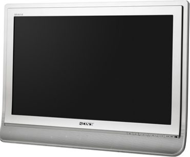 Sony KDL-20B4030E TV, 20" fladskærms LCD-TV, sølvfarvet ramme, frontvisning, sort skærm