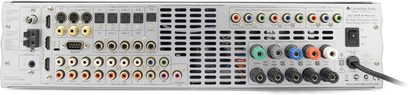 Cambridge Audio 340R hjemmebiograf-forstærker, bagside, analog og digital audio/video-tilslutning, højttalerstik