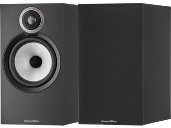 Altavoces de estantería Bowers & Wilkins 606 S3 negros, rejilla frontal negra, tweeter de cúpula, woofer circular
