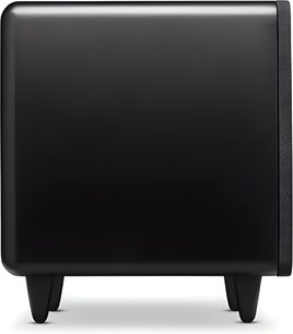 Subwoofer Cambridge Audio MSX Sub 300 černý, pohled z boku se zaoblenými rohy, boční mřížkou a krátkými nožičkami