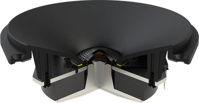 Diffusore da pavimento Paradigm Founder 80F in ciliegio scuro, vista dall'alto, forma arrotondata, tweeter e altoparlanti visibili