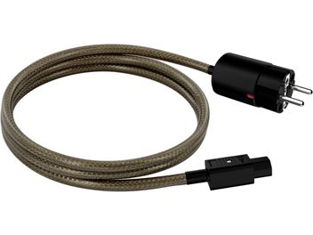 C13S захранващ кабел EAT Essential Audio Tools с дължина 4 m, конектори IEC и Schuko, плетена кафява обвивка