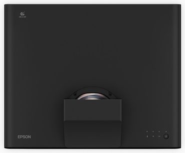 Epson EH-LS500 sort videoprojektor, set forfra, centreret linse, knapper og indikatorer på forsiden, kompakt format