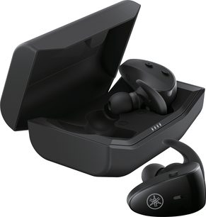 Yamaha TW-ES5A trådløse sorte hovedtelefoner med opladningsetui, rent og ergonomisk design