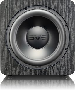 SVS SB-2000 Pro subwoofer in black ash finish, front view, circular woofer in the center, SVS logo at the bottom