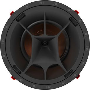 Głośnik sufitowy do zabudowy Klipsch PRO-180-RPC LCR czarny, centralny stożkowy tweeter, czerwone punkty montażowe