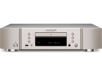 Marantz CD6007 hi-fi-CD-soitin, hopea ja kulta, alumiinietupaneeli, sininen LCD-näyttö, CD-kelkka, metalliset painikkeet