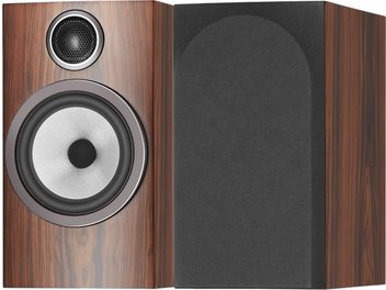 Diffusore da scaffale Bowers & Wilkins 706 S3 moka, vista frontale, un altoparlante medio-bassi bianco, un tweeter nero, una griglia nera