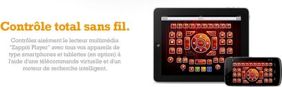 Zappiti Player Mini multimedie-afspiller, set forfra og bagfra, sort, berøringsskærm, virtuel fjernbetjening, intelligent søgemaskine